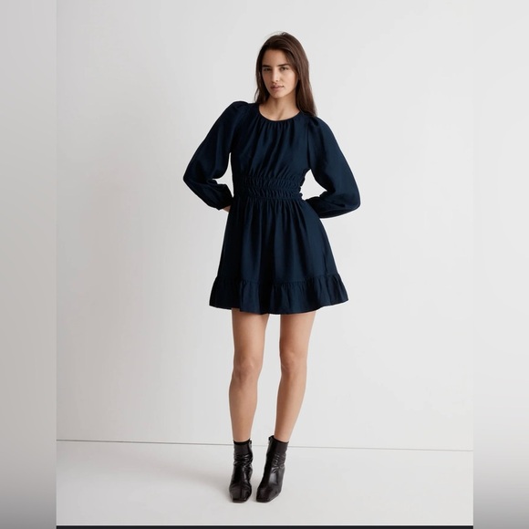 Madewell Sophia Open-Back Mini Dress in Deep Indigo Size Medium - Picture 1 of 16